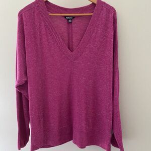 Buffalo David Bitton Pink Knit V-Neck Pullover Dolman Sleeve Sweater XL